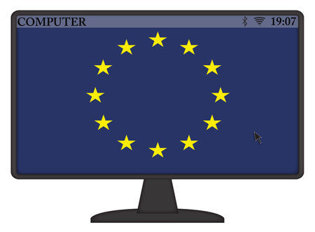 A mouse arrow or cursor on an EU computer screen isolated on a white background