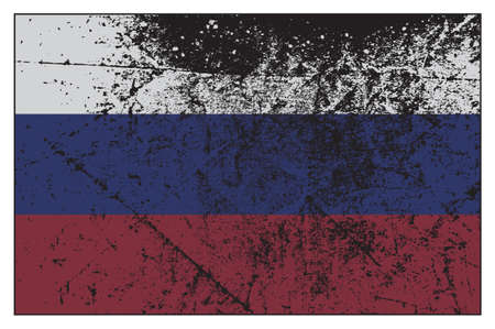 A Russian flag design grunged and isolated on a white backgroundのイラスト素材