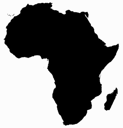 An Africa map silhouette isolated on a white backgroundのイラスト素材