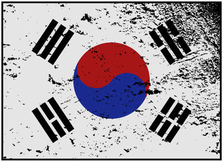 A grunge South Korea flag design isolated on a white backgroundのイラスト素材