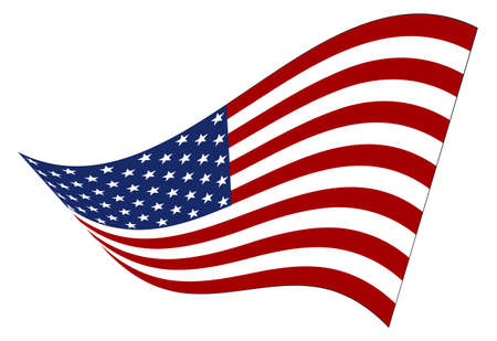 A wavy American flag isolated on a white backgroundのイラスト素材
