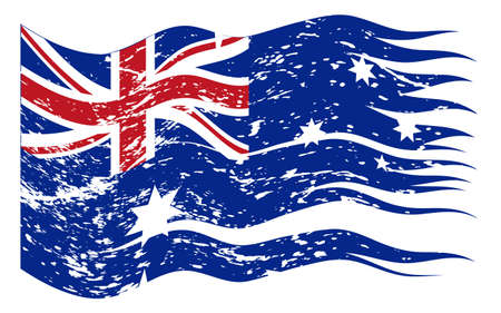 A ripped and grunged New Zealand flag design isolated on a white backgroundのイラスト素材