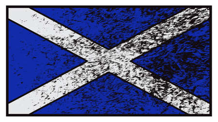 A grunged Scotland flag design isolated on a white backgroundのイラスト素材