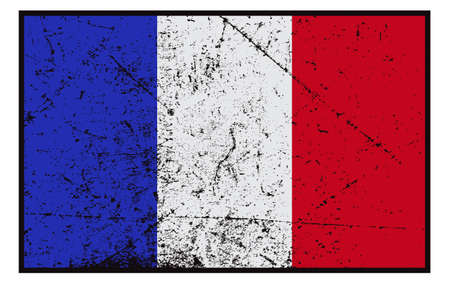 A grunged French flag design isolated on white backgroundのイラスト素材