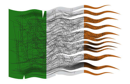 A grunged Ireland flag design on a white backgroundのイラスト素材