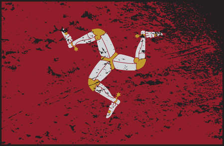 A grunged Isle Of Man flag designのイラスト素材