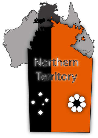 An Australian Northern Territory map and flag isolated on a white backgroundのイラスト素材