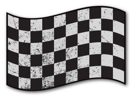 A grunged Checkered flag design isolated on white backgroundのイラスト素材