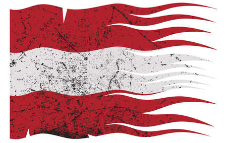 A wavy grunged Austrian flag design on white backgroundのイラスト素材