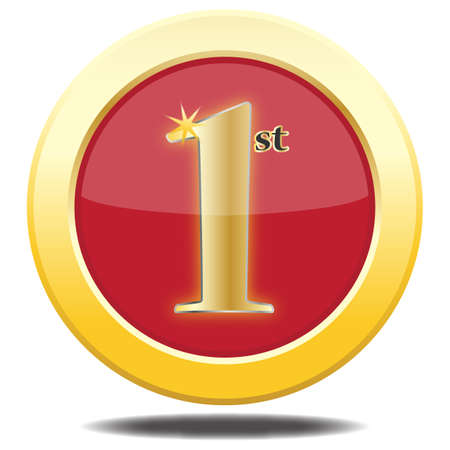A 1st place gold icon isolated on a white backgroundのイラスト素材