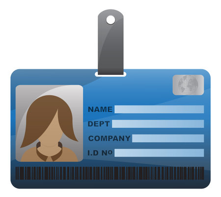 An ID card design with detail and a girl figure isolated on a white backgroundのイラスト素材