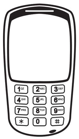 An old mobile phone silhouette with numbers isolated on a white backgroundのイラスト素材