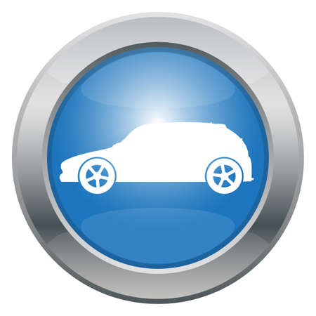 A sporty hatchback car icon in blue isolated on a white backgroundのイラスト素材
