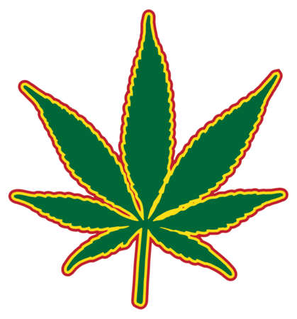 A colourful cannabis leaf isolated on a white backgroundのイラスト素材