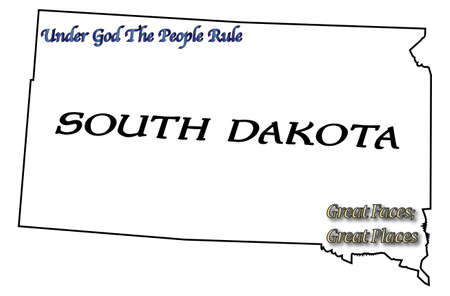 A South Dakota state outline with the motto and slogan isolated on a white backgroundのイラスト素材