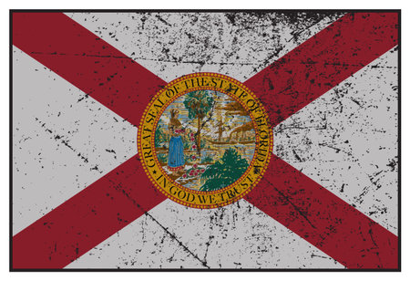 A grunged Florida state flag isolated on a white backgroundのイラスト素材