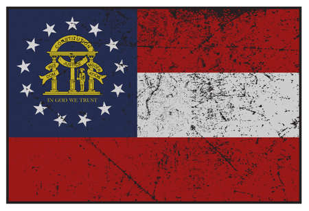 A grunged Georgia state flag isolated on a white backgroundのイラスト素材