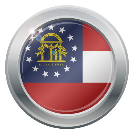 A Georgia state flag silver icon isolated on a white backgroundのイラスト素材