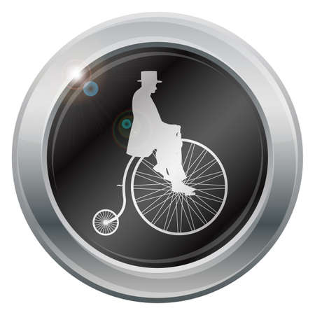 A gentleman on a penny farthing silver icon isolated on a white backgroundのイラスト素材