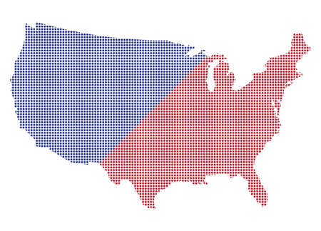 A USA dot map in red and blue isolated on a white backgroundのイラスト素材