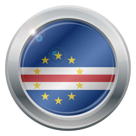 A Cape Verde flag silver icon isolated on a white backgroundのイラスト素材