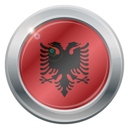 An Albania flag silver icon isolated on a white backgroundのイラスト素材