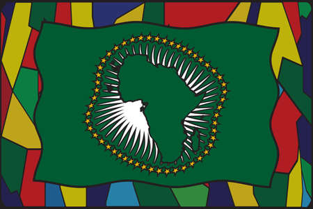 An African Union stained glass window flag designのイラスト素材