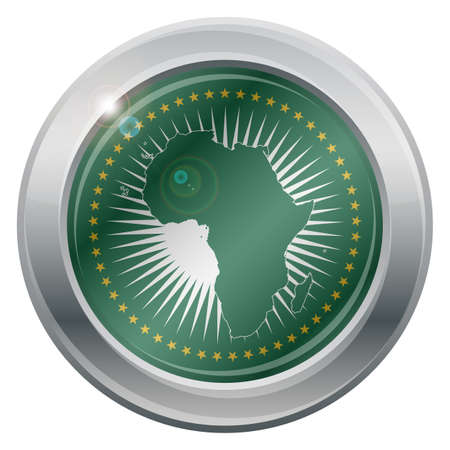 An African Union flag silver icon isolated on a white backgroundのイラスト素材