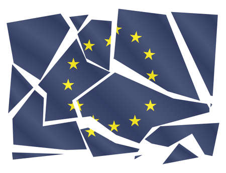 A broken EU flag isolated on a white backgroundのイラスト素材