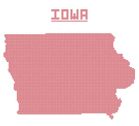 A dot map of Iowa state isolated on a white backgroundのイラスト素材
