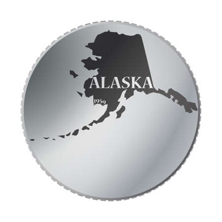 An Alaska state coin isolated on a white backgroundのイラスト素材