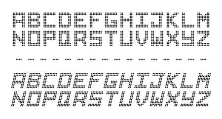 A dot code alphabet in capitals and in italics isolated on a white backgroundのイラスト素材