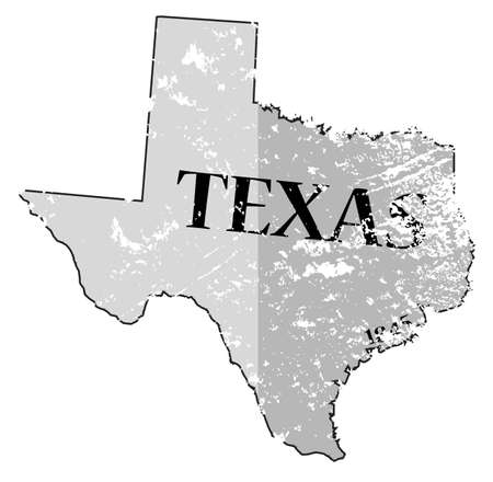 A grunged Texas state outline with the date of statehood isolated on a white backgroundのイラスト素材