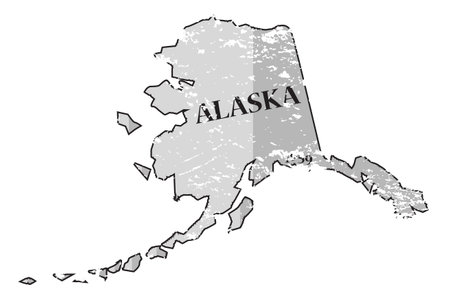 A grunged Alaska state outline with the date of statehood isolated on a white backgroundのイラスト素材