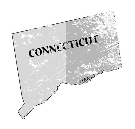 A grunged Connecticut state outline with the date of statehood isolated on a white backgroundのイラスト素材