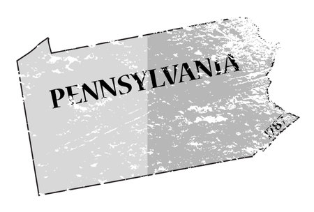 A grunged Pennsylvania state outline with the date of statehood isolated on a white backgroundのイラスト素材