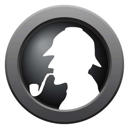 A Sherlock icon in blue isolated on a white backgroundのイラスト素材