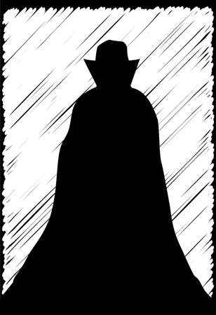 A scribble grunge Dracula Silhouette on a white backgroundのイラスト素材