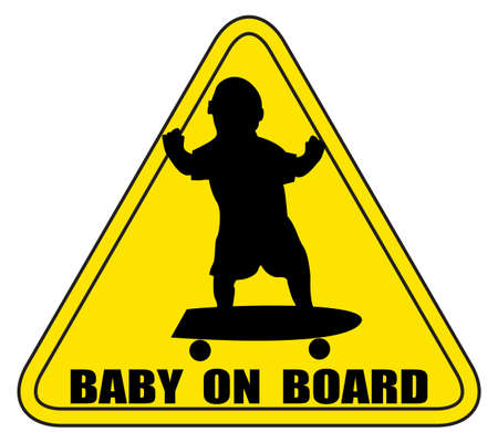 A baby on board sign silhouette skateboarding のイラスト素材