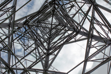 Steelwork of High Voltage Pylon in UK
