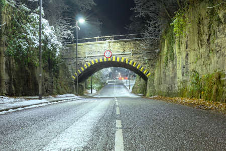 The Old Stone Bridge in Winter Snow Timeの写真素材