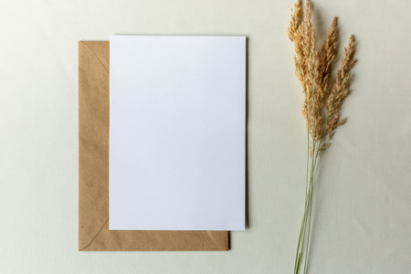 Mockup of an invitation letter, card for a wedding or celebration. A letter with an envelope on a...