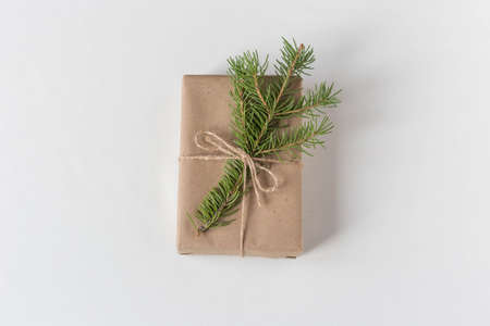 christmas gift isolated on white background decoration festive handmadeの写真素材