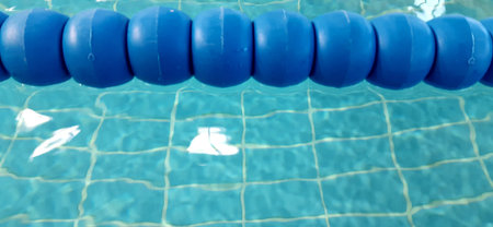 Blue floats over the pool