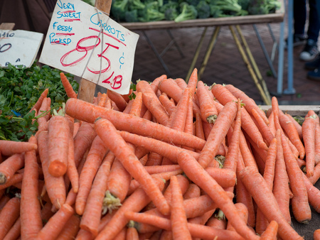 Carrots for sale at farmer's marketの写真素材