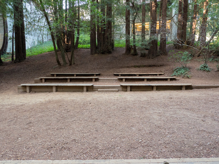 Small stands in wooden amphitheaterの写真素材