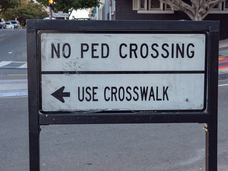 Pedestrian crosswalk sign in cityのeditorial素材