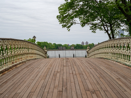 A wooden foundation of weathered and rusted bridge, empty and quiet, no peopleの写真素材