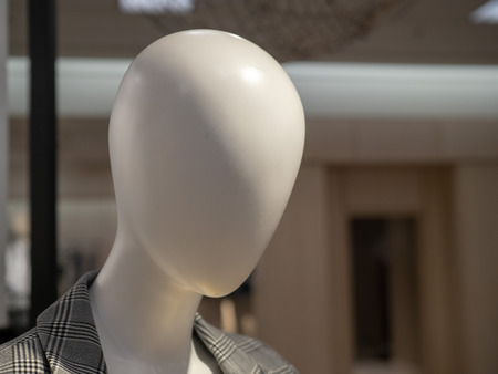 Mannequin wearing tweed jacket on display in a retail storeの写真素材