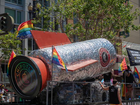 Large novelty Chipotle burrito rocket at the San Francisco Pride Festivalのeditorial素材